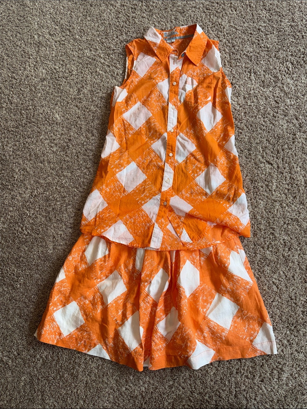 Boden orange and white printed matching set size 10L